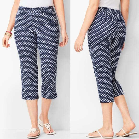 Talbots NWT Women’s Perfect Skimmers Slim Fit Crop Capri Pant in Navy Floral 8 - Picture 10 of 10
